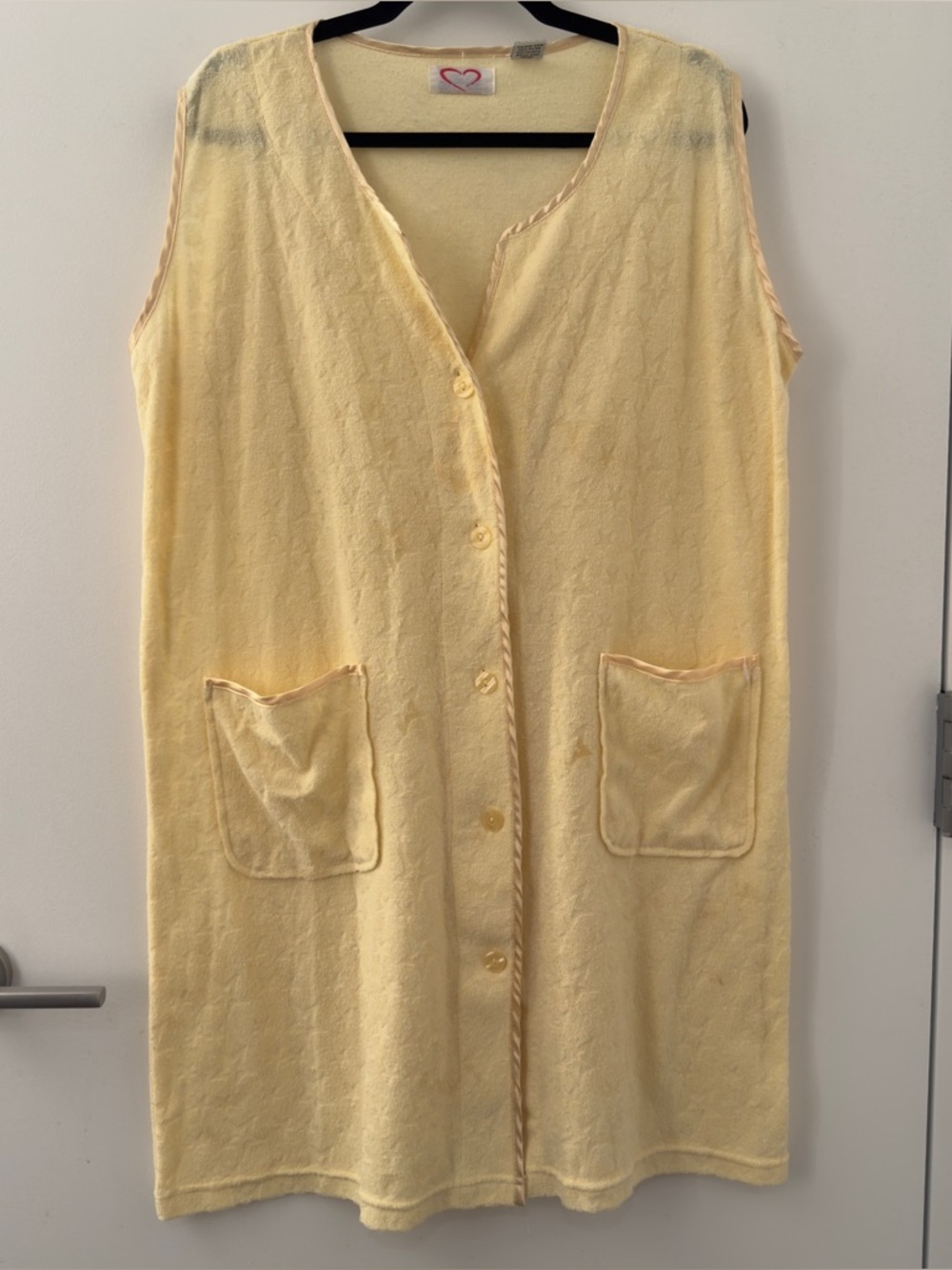 Vintage 1990s Jolie Intimates Robe Towel Dress Size Large L Beach Pajamas Yellow
